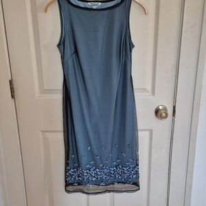 Vintage Y2k Era Hourglass Brand Black and Blue Mesh Knee Length Dress